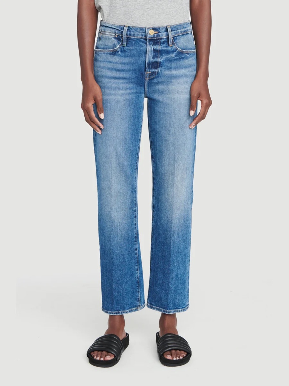 Frame || Le High Straight Jeans in Hagen Wash Blue 27
